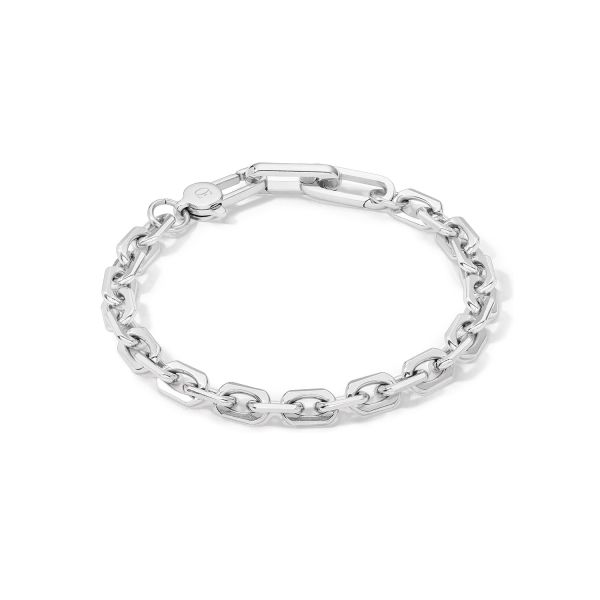 Unisex Armband von Coeur de Lion aus Edelstahl mit groben Kettengliedern im Silber-Ton.