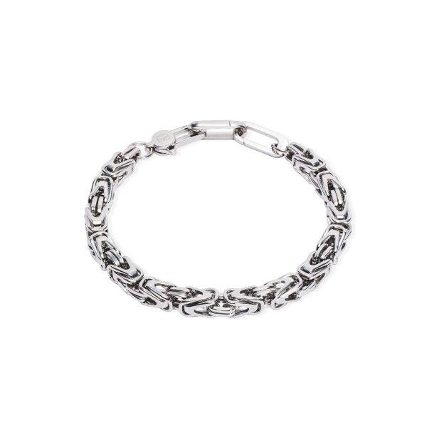 Armband Für Herren von Coeur de Lion aus Edelstahl mit schlangenartiger Gliederkette im Silber-Ton