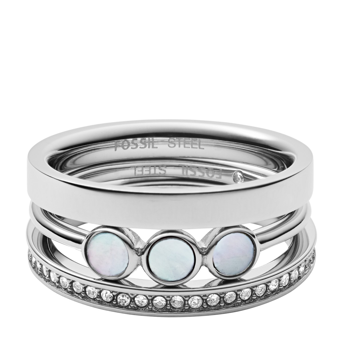 Fossil Jf03144040 Ring Damen Trio Edelstahl Perlmutt