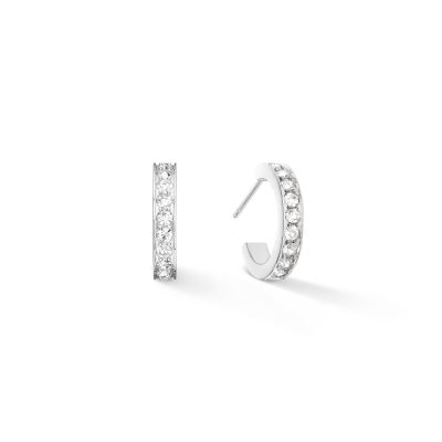 Coeur de Lion Ohrringe Creolen Damen Kristalle Silberton 0127/21-1817