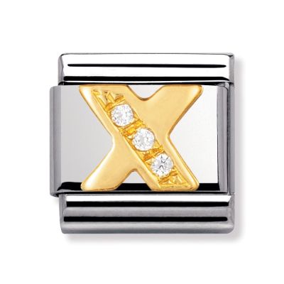Nomination 030301/24 Charm Classic Buchstabe X Zirkonia Gold