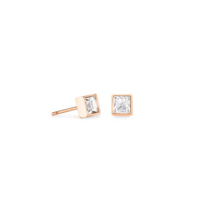 Coeur de Lion Ohrstecker Brilliant Square Klar Roségold 0501/21-1822