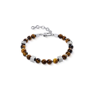 Coeur de Lion Armband Herren Tigerauge Cubes Edelstahl 0926/30-1100