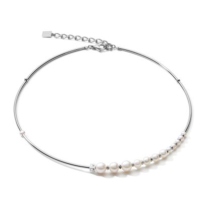Coeur de Lion 1102/10-1417 Halskette Damen Asymmetrie Süßwasserperlen Weiß Silber