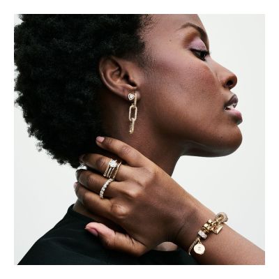 Pandora 163100C01 Ring Damen Doppelband Herz Zirkonia Vergoldet