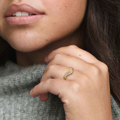 Pandora 167736C01 Ring Damen Timeless Wishbone Diadem 14k Gold Vergoldet