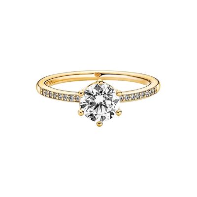 Pandora 168289C01 Solitärring Klare Funkelnde Krone 14k Gold Plattiert