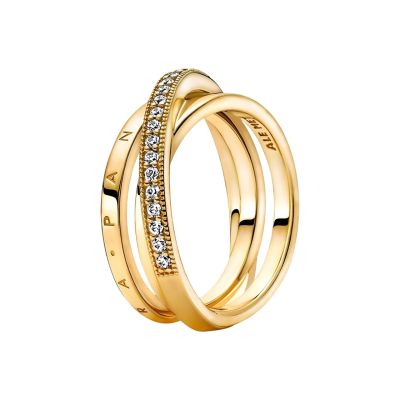 Pandora 169057C01 Pavé-Ring Damen Dreifach Gekreuzt 14k Gold Plattiert