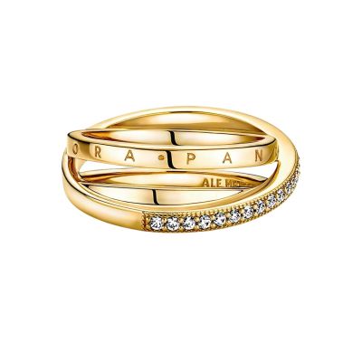 Pandora 169057C01 Pavé-Ring Damen Dreifach Gekreuzt 14k Gold Plattiert