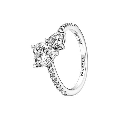 Pandora 191198C01 Ring Funkelnder Doppel-Herz Zirkonia Sterling-Silber