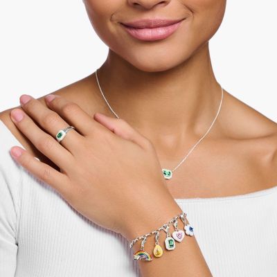 Thomas Sabo Charm-Anhänger Damen Oranger Tropfen Silber 1919-496-8