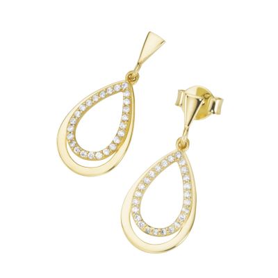 Karat 94039940 Ohrringe Ohrstecker Damen Tropfen Zirkonia Weiss 375/- Gelbgold