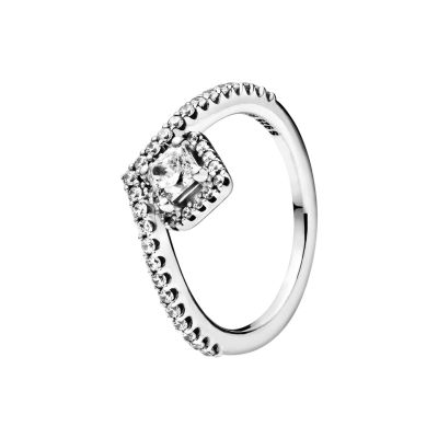 Pandora 198420C01 Ring Damen Funkelndes Quadrat Wishbone Silber Gr. 58