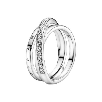 Pandora 199057C01 Pavé-Ring Damen Dreifach Gekreuzt Sterling-Silber