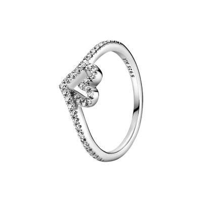 Pandora 199302C01 Ring Damen Funkelnder Wishbone Herz Silber