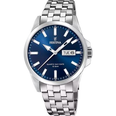 Festina F20357/3 Herren-Uhr Klassik Analog Quarz mit Edelstahl-Armband