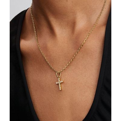 Pandora Charm-Anhänger Kreuz Zirkonia 14 Karat Vergoldet 764063C01