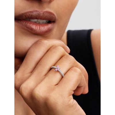 Pandora Ring Glitzernder Schmetterling Rosa Zirkonia Silber 194269C02