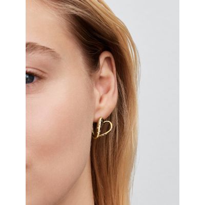Pandora Essence Ohrringe Steinbesetzte Herzen 14K Vergoldet 264664C01
