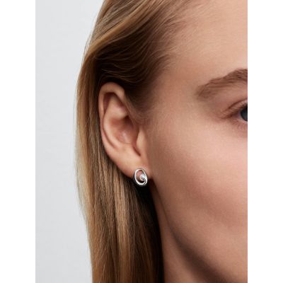 Pandora Essence Ohrstecker Oval Organisch Perlen Silber 293295C01