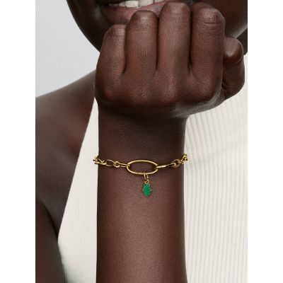Pandora Me Charm-Anhänger Hand der Fatima Grün 14K Vergoldet 764612C01