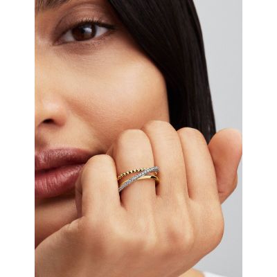 Pandora Ring Dreifaches Band Gekreuzt 14K Vergoldet 164826C01