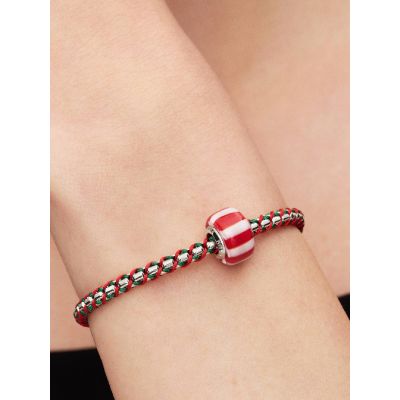 Pandora Charm Zuckerstange Rot Murano-Glas Platinbeschichtet 735071C01
