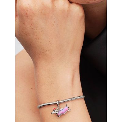 Pandora Charm-Anhänger Weihnachts-Dackel Platinbeschichtet 734970C01