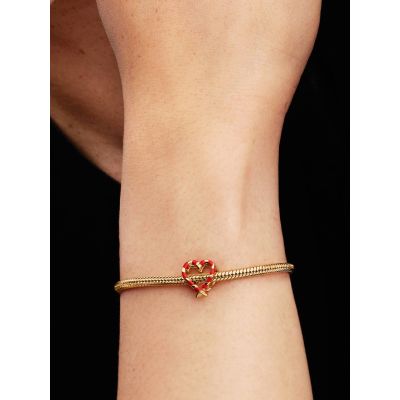 Pandora Charm Zuckerstange Herz Offen Gearbeitet Vergoldet 765063C01