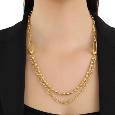 Joop! 2036801 Halskette Damen Duo-Design mit Gliedern und Kugel-Elementen Gold