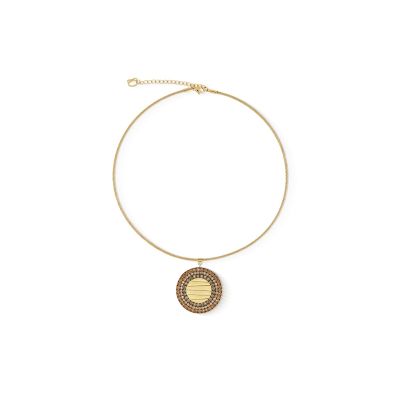 Coeur de Lion Kette Amulett Glam Waves Edelstahl Gold-Ton 2037/10-1016