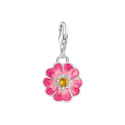 Thomas Sabo Charm-Anhänger Damen Blume Flower Pink Silber 2208-496-7