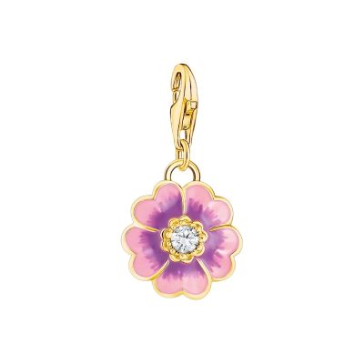 Thomas Sabo Charm-Anhänger Damen Blume Violett Vergoldet 2208-565-7