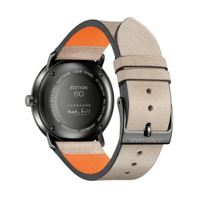 Junghans 58/4100.02  Herren-Uhr Max Bill Mega Edition 60 Automatik Leder-Armband