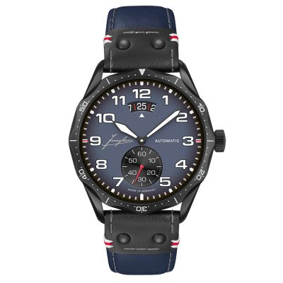 Junghans 27/4397.00 Herren-Uhr Meister Pilot Navy Blue Automatikwerk mit Leder-Armband