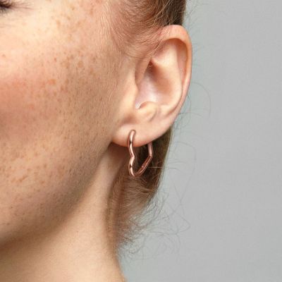 Pandora 288307 Ohrringe Creolen Asymmetric Heart 14k Rose Gold Plattiert 