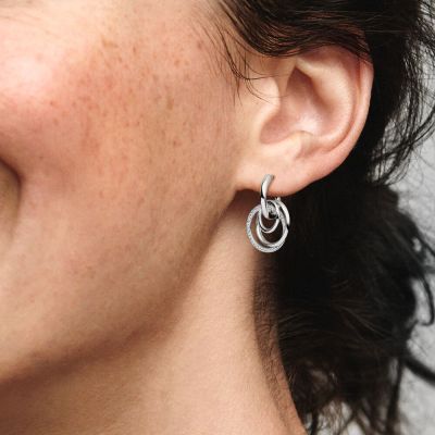 Pandora 291156C01 Ohrringe Creolen Damen Familie für Immer Verschlungen Silber
