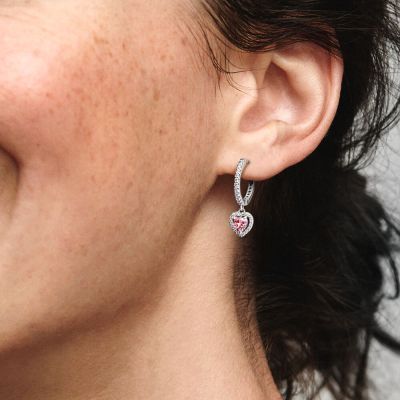 Pandora 291445C01 Ohrringe Creolen Damen Funkelndes Sternenkranz-Herz Silber