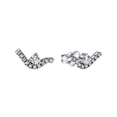 Pandora Ohrstecker Ohrringe Funkelnde Welle Sterling-Silber 292544C01 