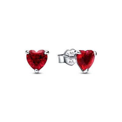 Pandora 292549C01 Ohrstecker Ohrringe Damen Rotes Herz Sterling-Silber