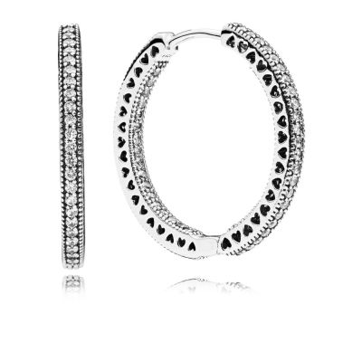 Pandora 296319CZ  Creolen Funkeln und Herzen Sterling Silber