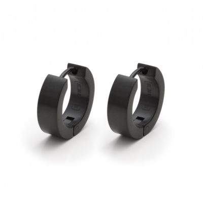 Monomania 30155 Ohrringe Creolen Herren Schwarz Edelstahl Ø 10 mm