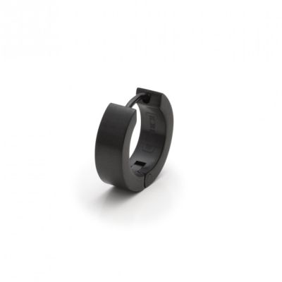 Monomania 30155H Ohrring Creole Herren Einzeln Schwarz Edelstahl Ø 10 mm