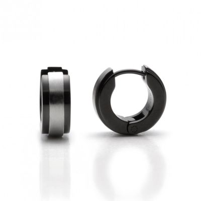 Monomania Ohrringe Creolen Herren Business Edelstahl Schwarz 30275