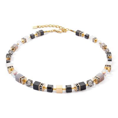 Coeur de Lion Halskette GeoCube® Precious Schwarz Gold 3039/10-1316