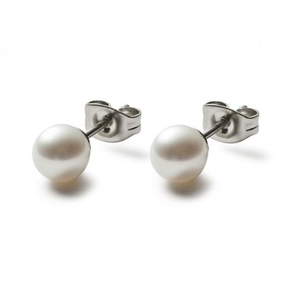 Monomania 31239 Ohrstecker Damen Edelstahl Perle Weiss 7 mm