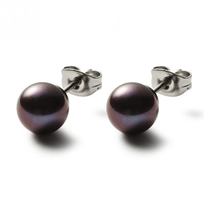 Monomania 31243 Ohrstecker Damen Süßwasser-Perle Grau Edelstahl