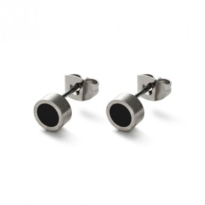 Monomania 31291 Ohrstecker Rund Schwarz Edelstahl Edelharz Schwarz