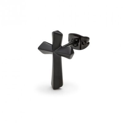 Monomania 31701H Ohrstecker Unisex Einzeln Kreuz Edelstahl Schwarz