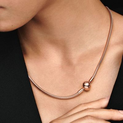 Pandora 382234C00 Schlangen-Gliederhalskette Damen Moments 14k Rosé Vergoldet